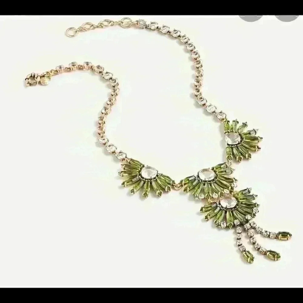 J Crew gem Fan Statement Necklace
